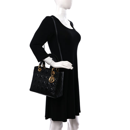 Christian Dior Lambskin Cannage Medium Lady Dior Black 2 of 8