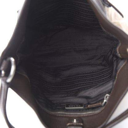 Prada Nylon Tessuto Vitello Daino Hobo Cammello Caffe 5 of 18