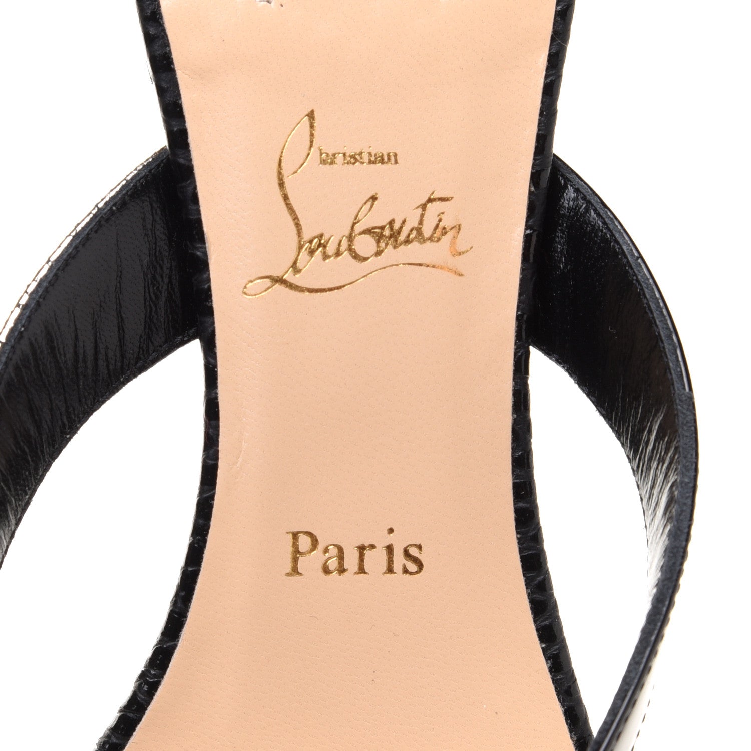 Christian Louboutin Patent Lame Cabaret Minimeyer Flat Sandals 38 Black Platine 6 of 8