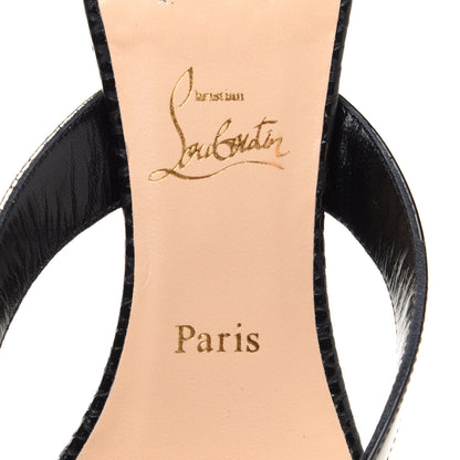 Christian Louboutin Patent Lame Cabaret Minimeyer Flat Sandals 38 Black Platine 6 of 8