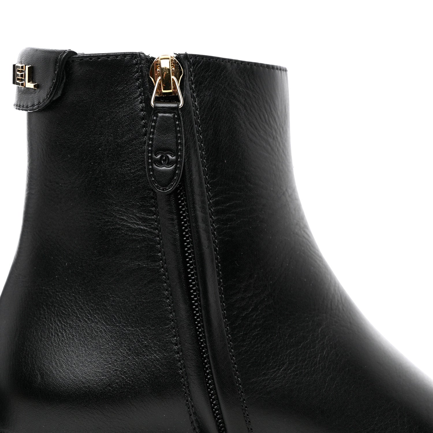 Chanel Calfskin Logo Boots 35 Black 10 of 13