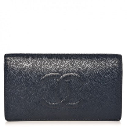 Chanel Caviar Timeless CC Yen Wallet Navy 1 of 7