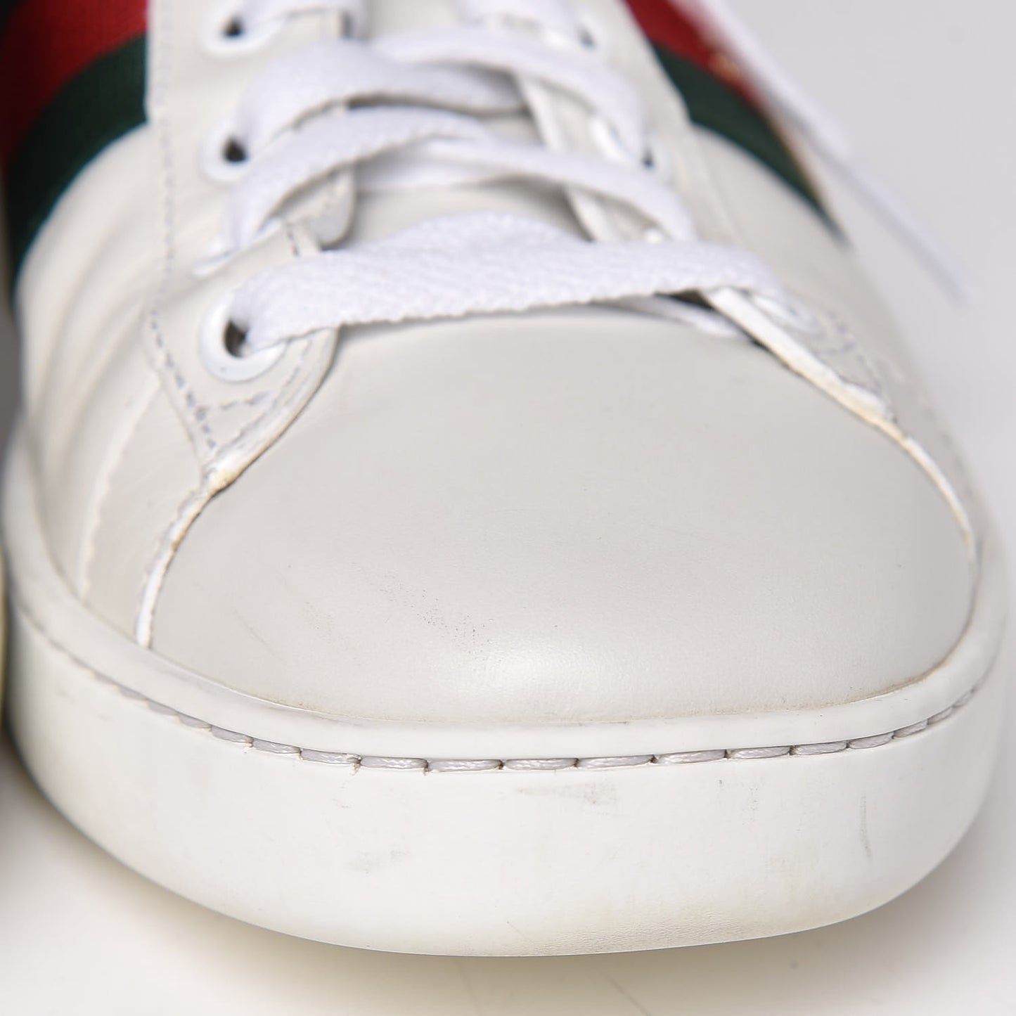 Calfskin Ayers Bee Embroidered Womens Ace Sneakers 37 White Green