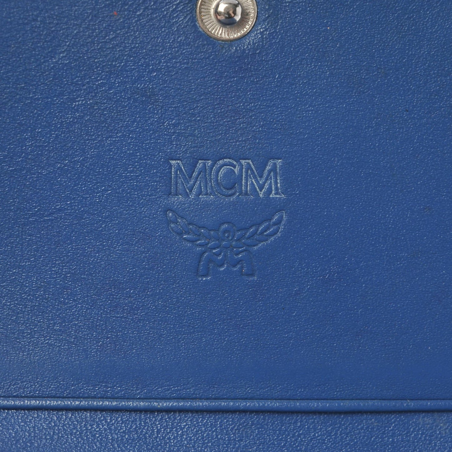Calfskin Studded Compact Wallet Blue