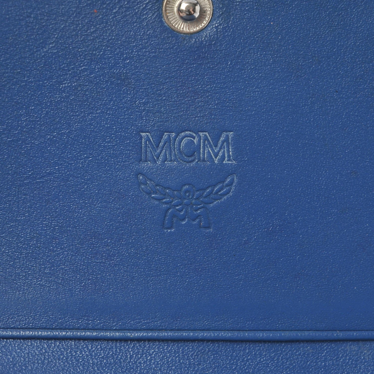 MCM Calfskin Studded Compact Wallet Blue 17 of 19