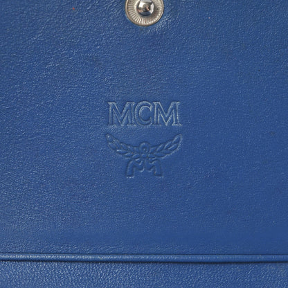 MCM Calfskin Studded Compact Wallet Blue 17 of 19