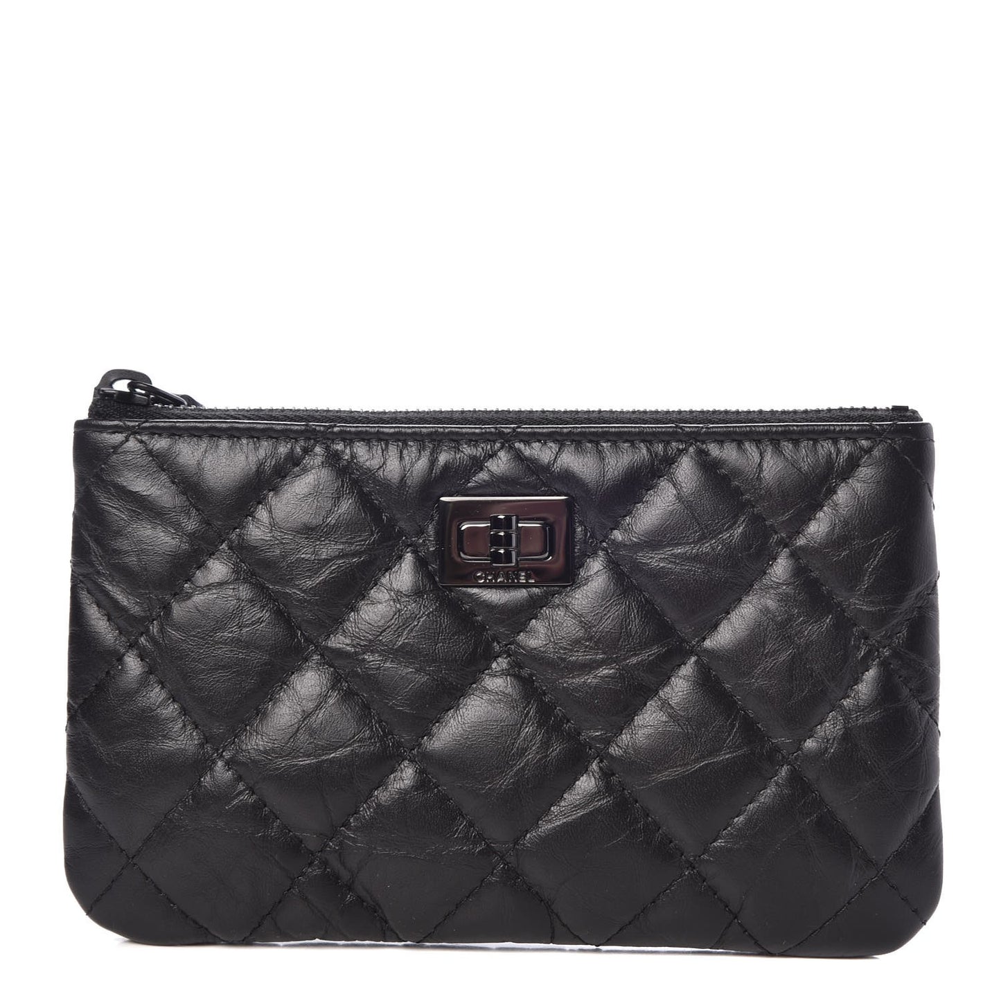 Aged Calfskin Quilted Small Reissue Cosmetic Case So Black