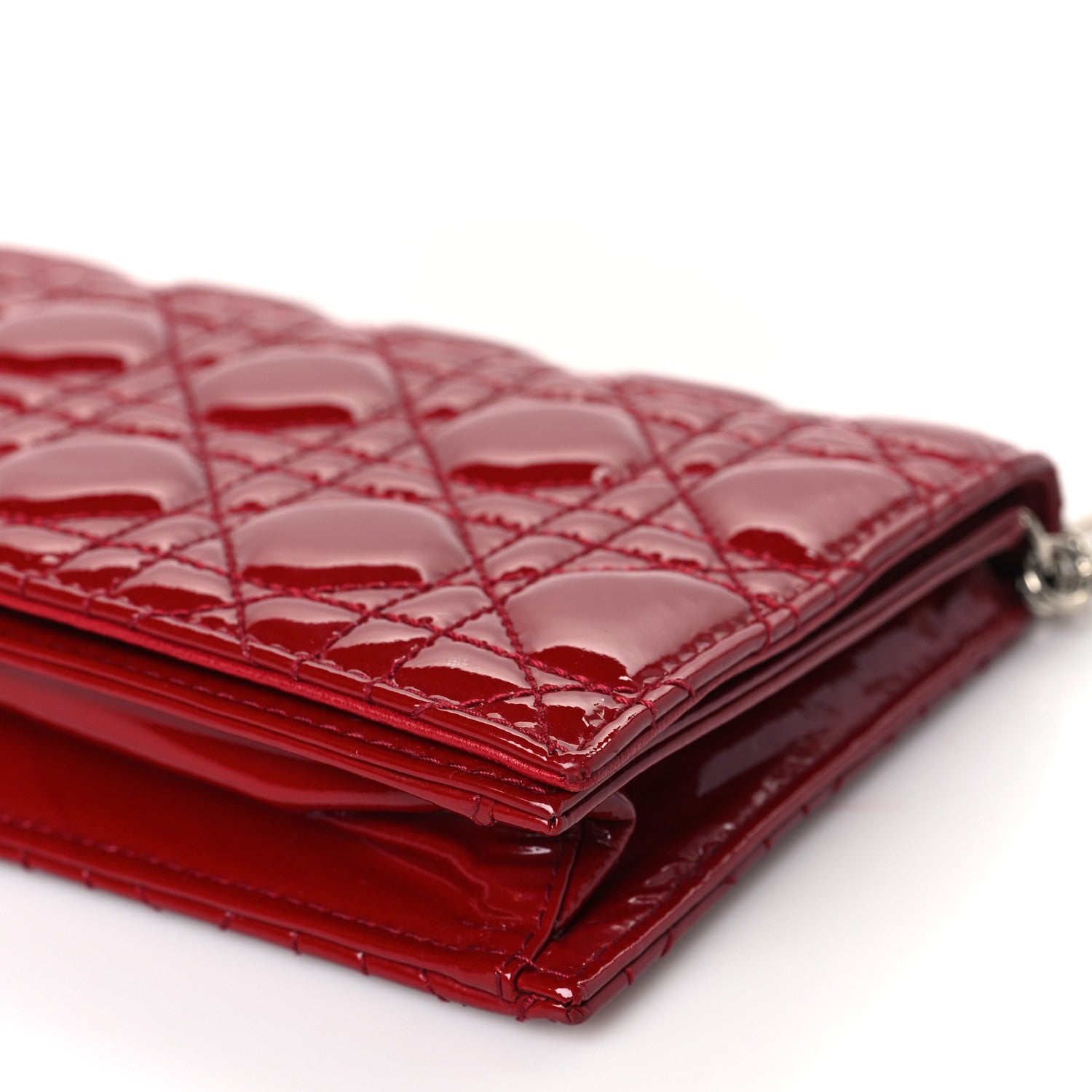 Christian Dior Patent Cannage Lady Dior Convertible Clutch Red 9 of 10