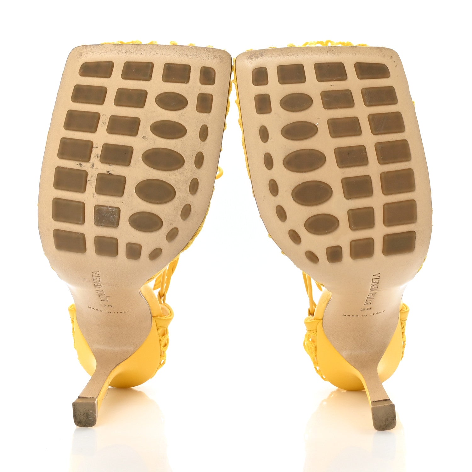 Bottega Veneta Mesh Nappa Stretch Ankle Tie Sandals 38 Egg Yolk 5 of 7
