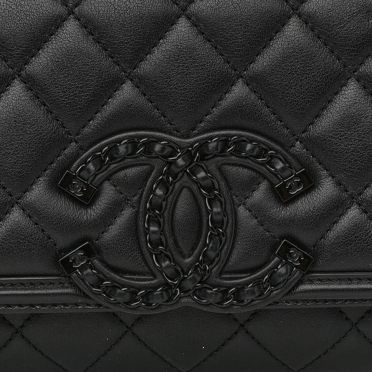 Lambskin Quilted Small CC Filigree Flap Black