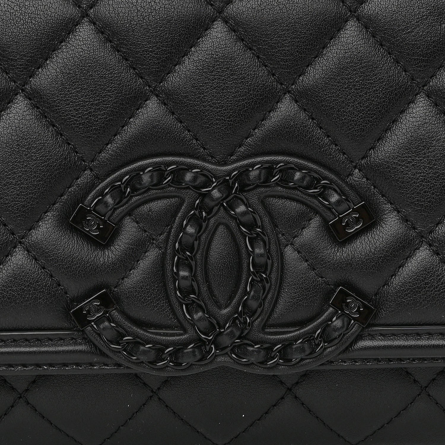 Chanel Lambskin Quilted Small CC Filigree Flap Black 8 of 12