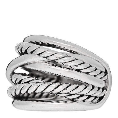 David Yurman Sterling Silver 18mm Wide Crossover Cable Ring 50 5.5 3 of 5