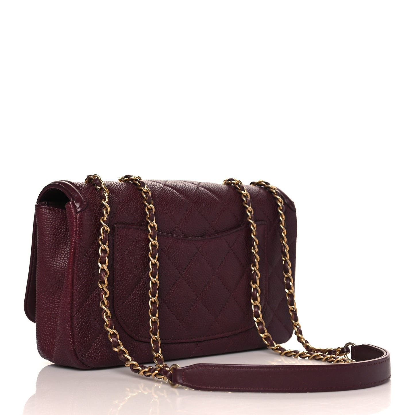 Caviar Quilted Small CC Filigree Flap Burgundy