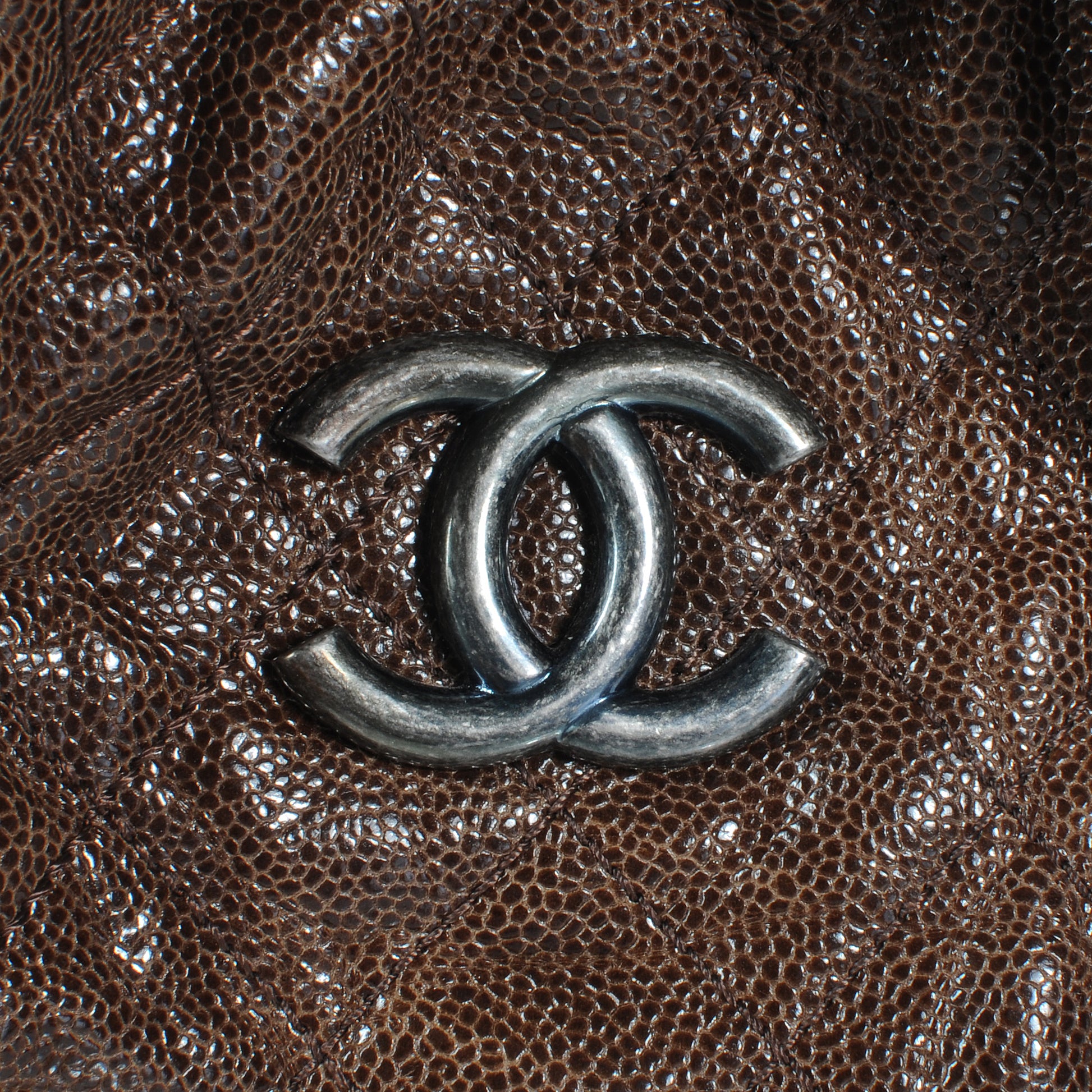 Chanel Caviar Elastic Shopper Tote Brown 5 of 9