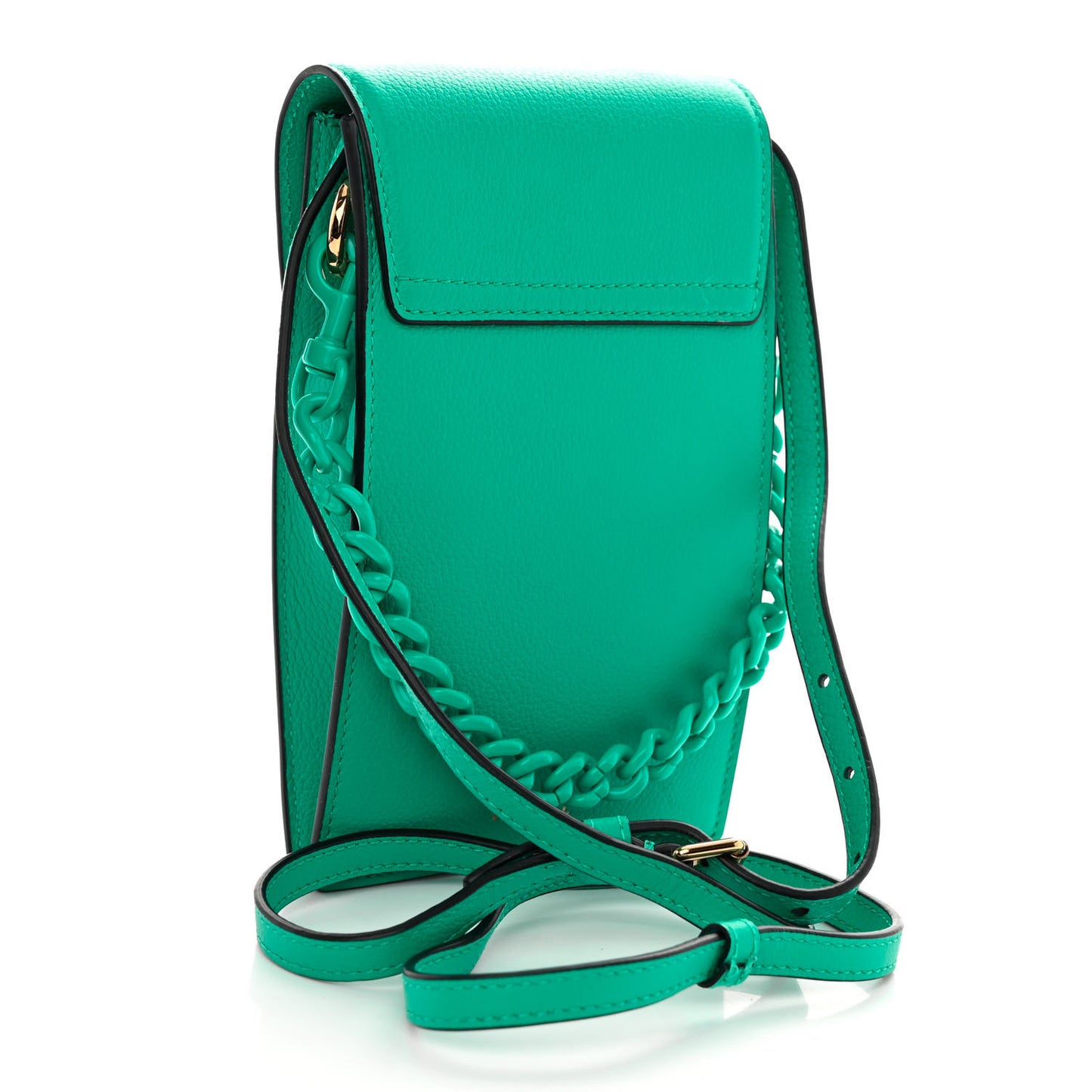 Calfskin La Medusa Chain Crossbody Phone Pouch Turquoise