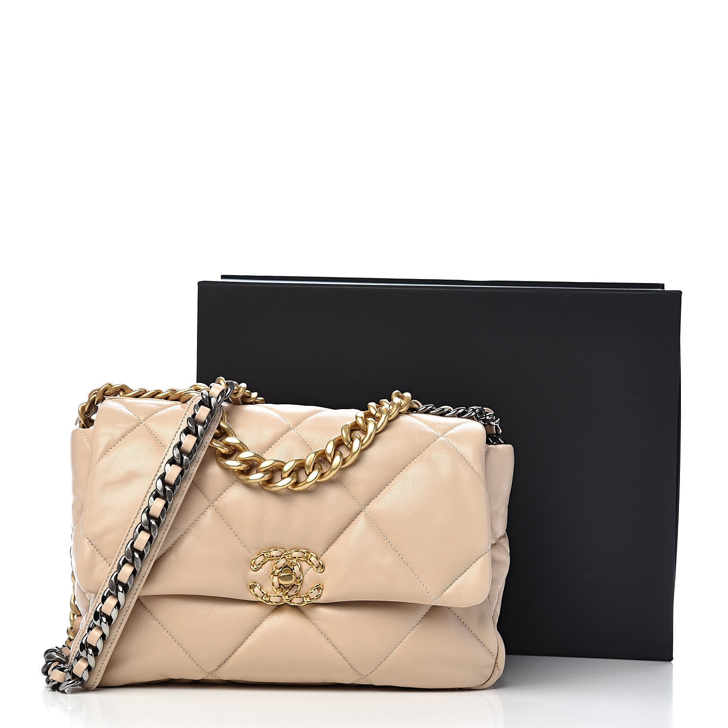 Chanel Lambskin Quilted Large 19 Flap Beige 11 of 11