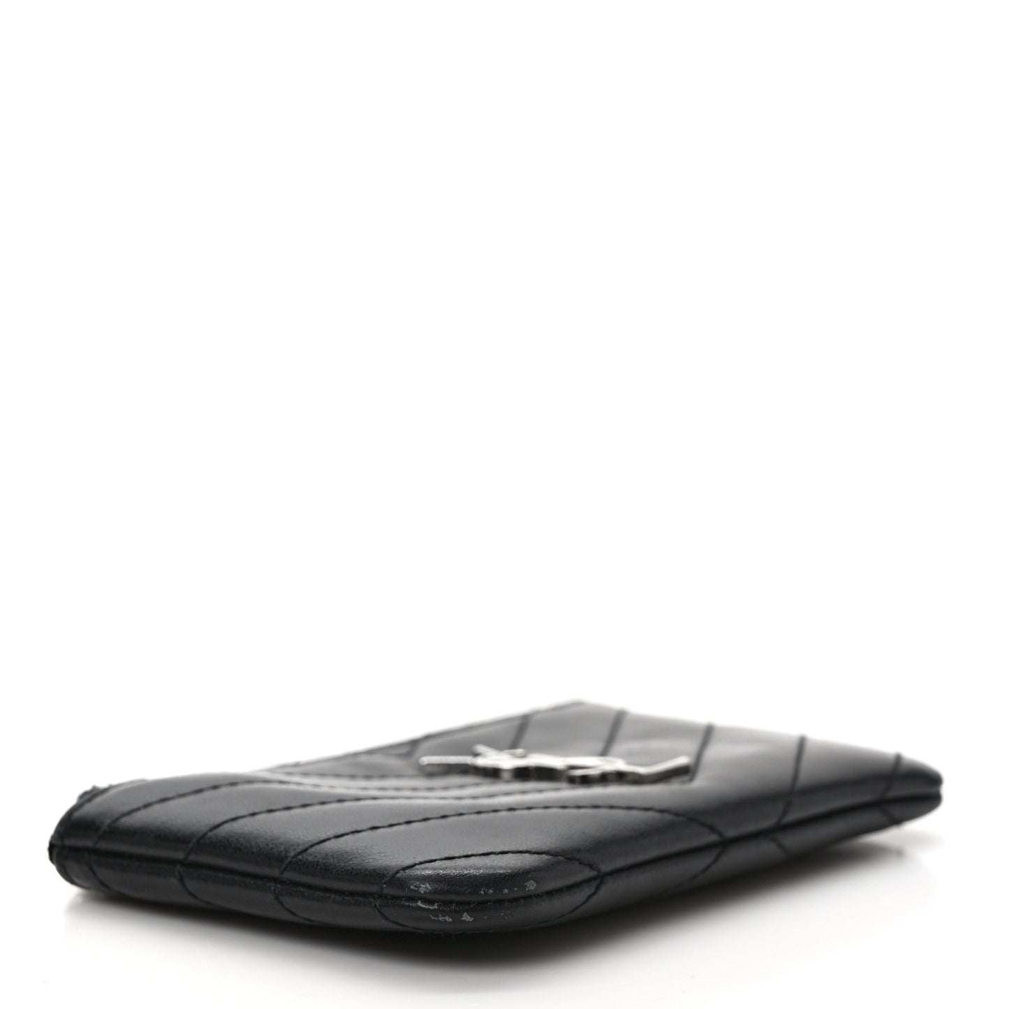 Calfskin Matelasse Monogram Key Pouch Black