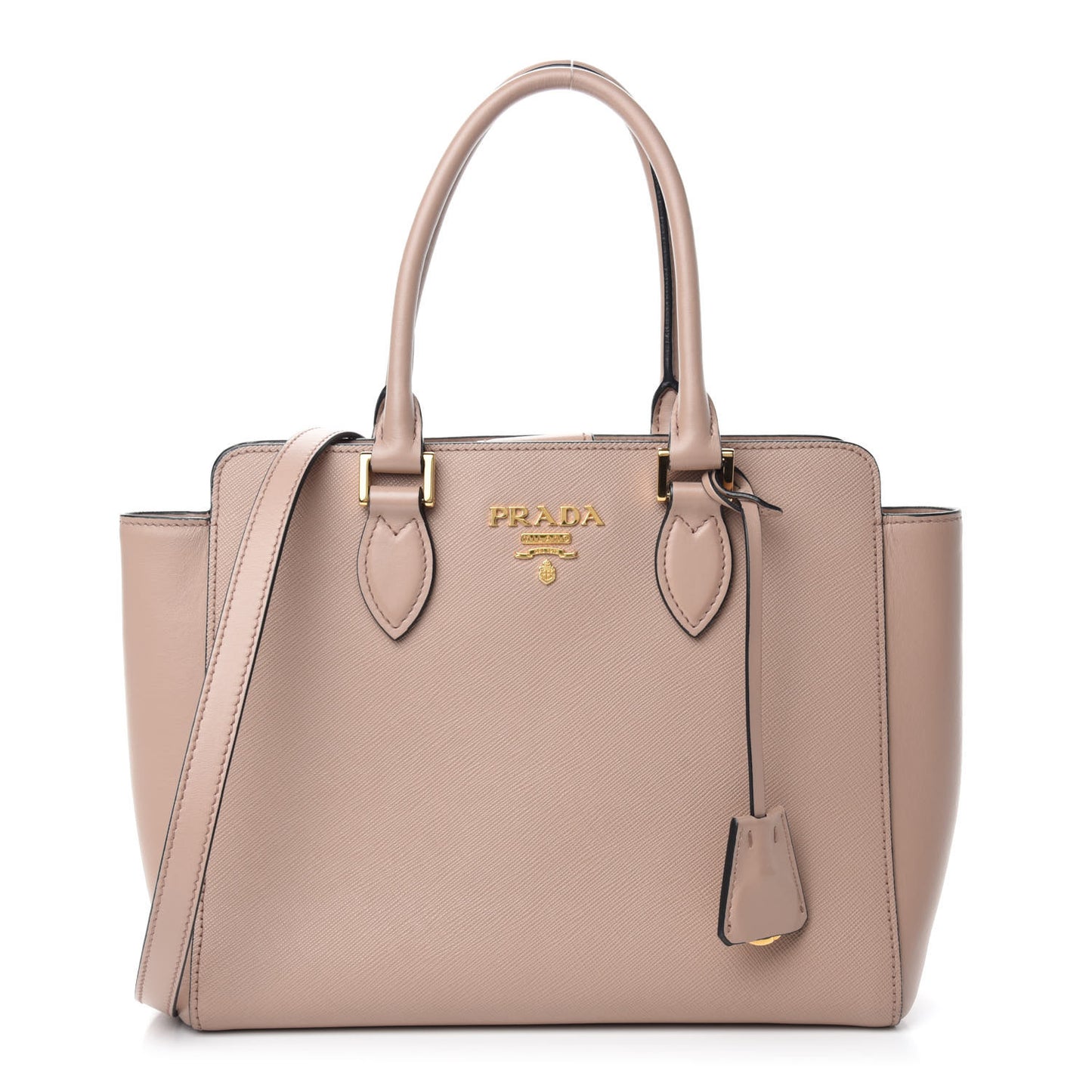 Saffiano Soft Calfskin Small Zippered Tote Cipria