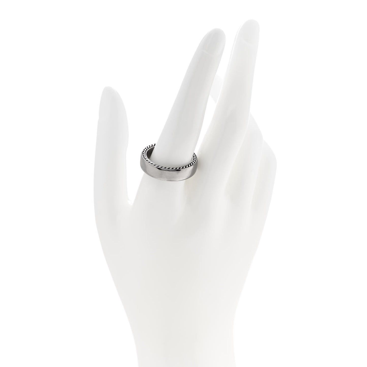 Titanium Sterling Silver 6mm Streamline Band Ring 63 10.25