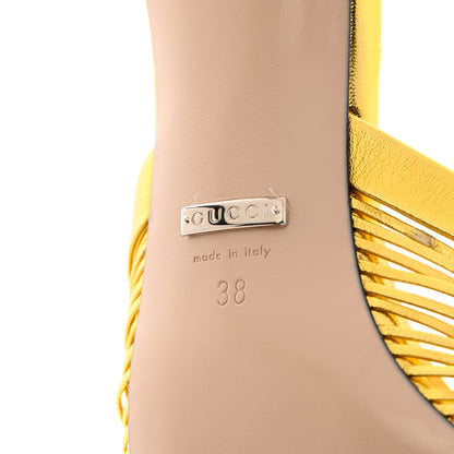 Gucci Metallic Nappa Crawford Knotted Mid Heel Slides 38 Gold 7 of 8
