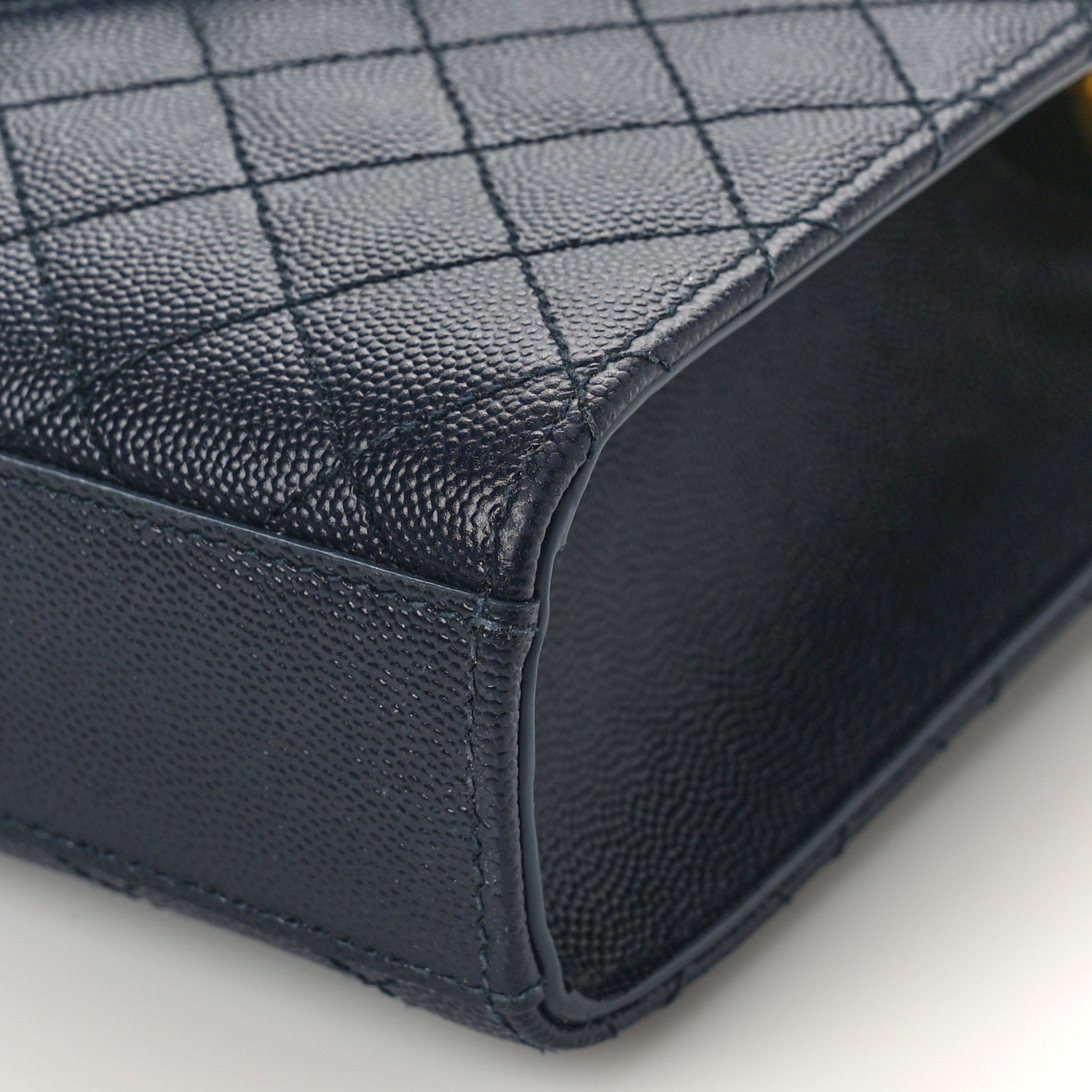 Saint Laurent Grain De Poudre Textured Mixed Matelasse Triquilt Medium Monogram Satchel Deep Marine 8 of 8