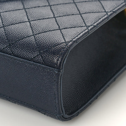 Saint Laurent Grain De Poudre Textured Mixed Matelasse Triquilt Medium Monogram Satchel Deep Marine 8 of 8