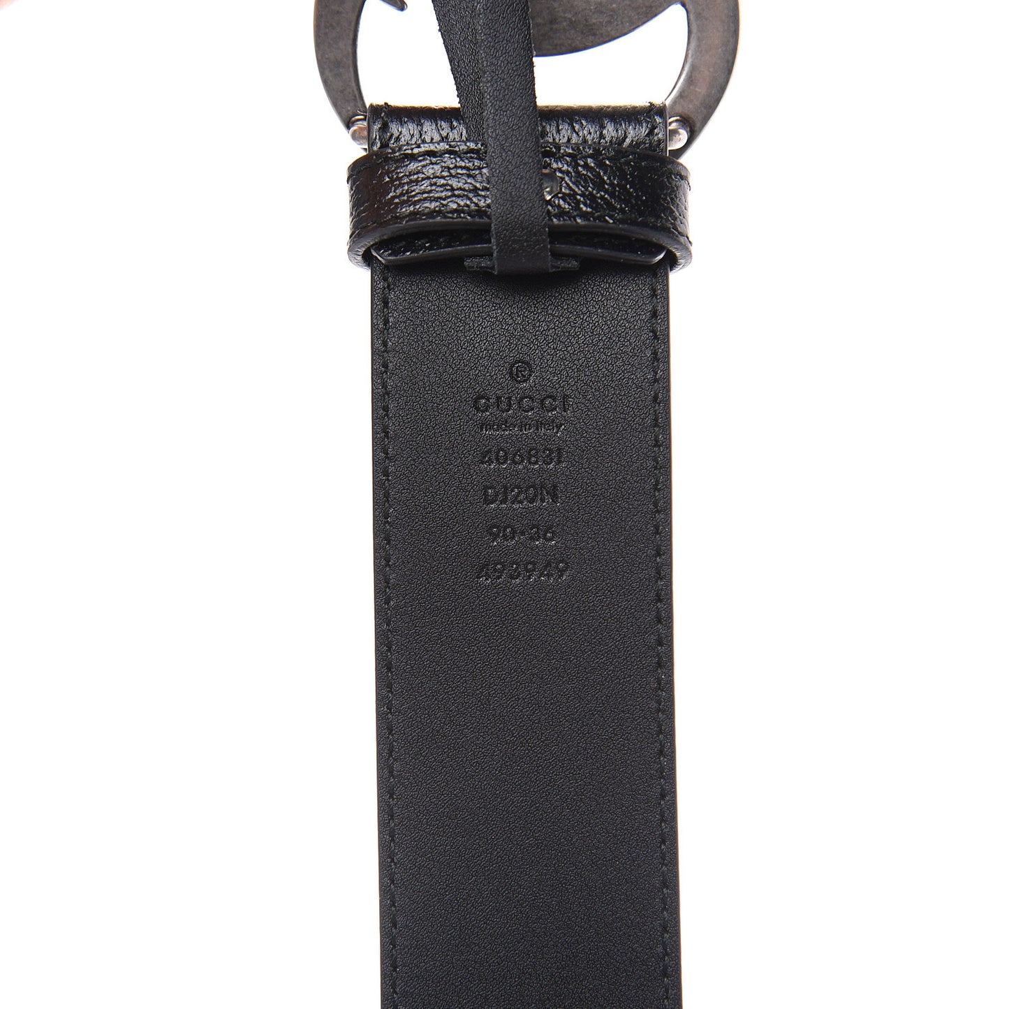 Textured Dollar Calfskin Nickel Double G 40mm Belt 90 36 Black
