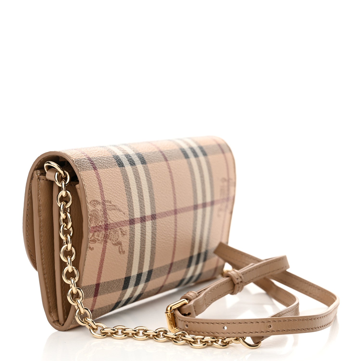 Burberry Haymarket Check Henley Wallet On Chain Mid Camel 3 of 14