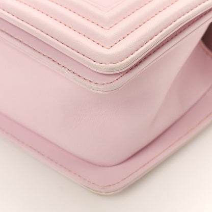 Chanel Lambskin Iridescent PVC Chevron Quilted Small Boy Flap Light Pink Silver 9 of 9