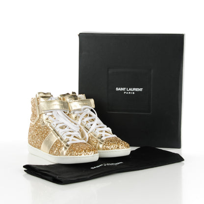 Saint Laurent Glitter Court Classic SL/14H High Top Sneakers 38.5 Gold 9 of 9