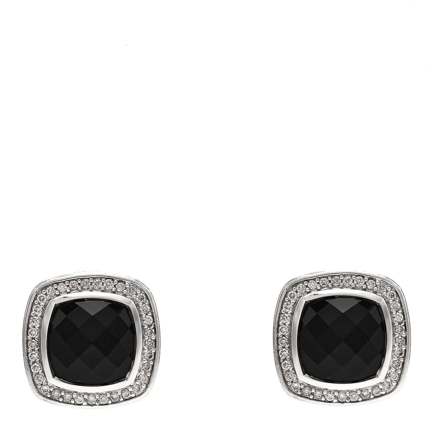 Sterling Silver Pave Diamond Black Onyx 11mm Albion Earrings