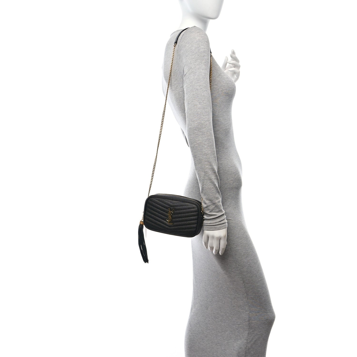 Saint Laurent Grain De Poudre Matelasse Monogram Mini Lou Camera Bag Black 2 of 11