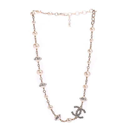 Chanel Crystal Pearl CC Long Necklace Gold 3 of 5