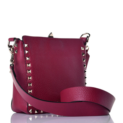 Valentino Garavani Pebbled Calfskin Mini Rockstud Flip-Lock Messenger Bag Raspberry 3 of 8