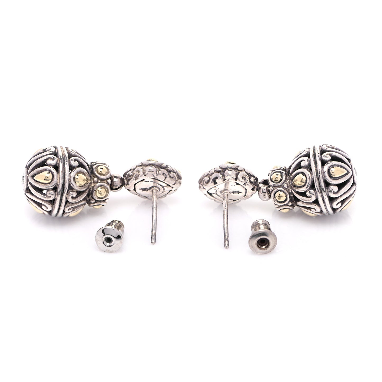Sterling Silver 18K Yellow Gold Dot Drop Earrings