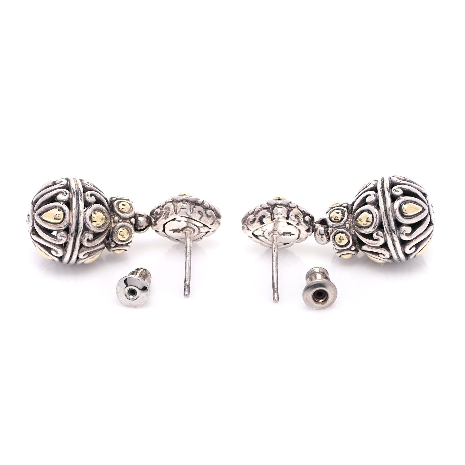 John Hardy Sterling Silver 18K Yellow Gold Dot Drop Earrings 4 of 5