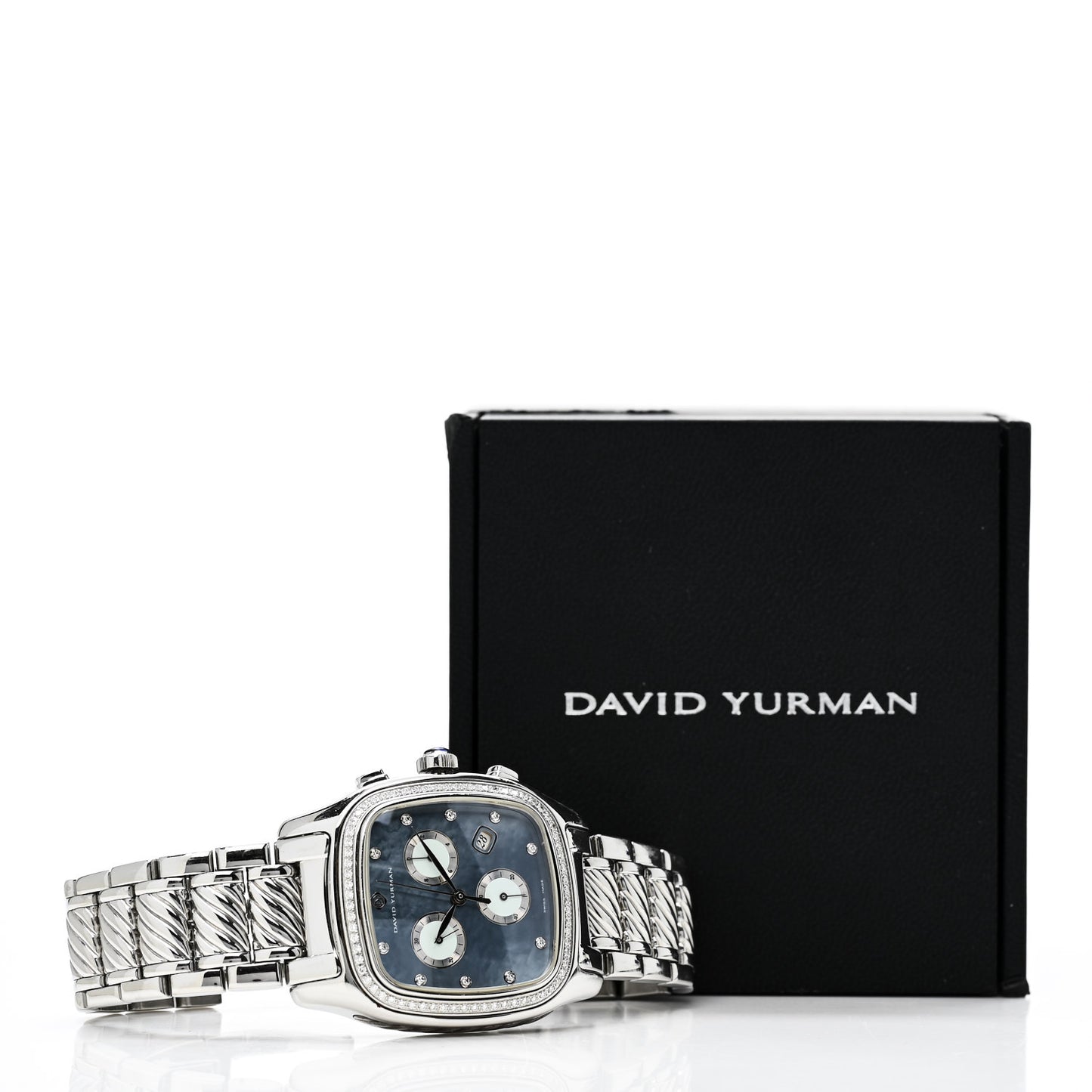 Stainless Steel Diamond Bezel Blue Mother of Pearl 35mm Thoroughbred Chronograph Quartz Watch