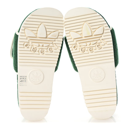 Gucci X ADIDAS Terry Cloth Trefoil GG Monogram Mens Platform Sandals 43 Green 6 of 8