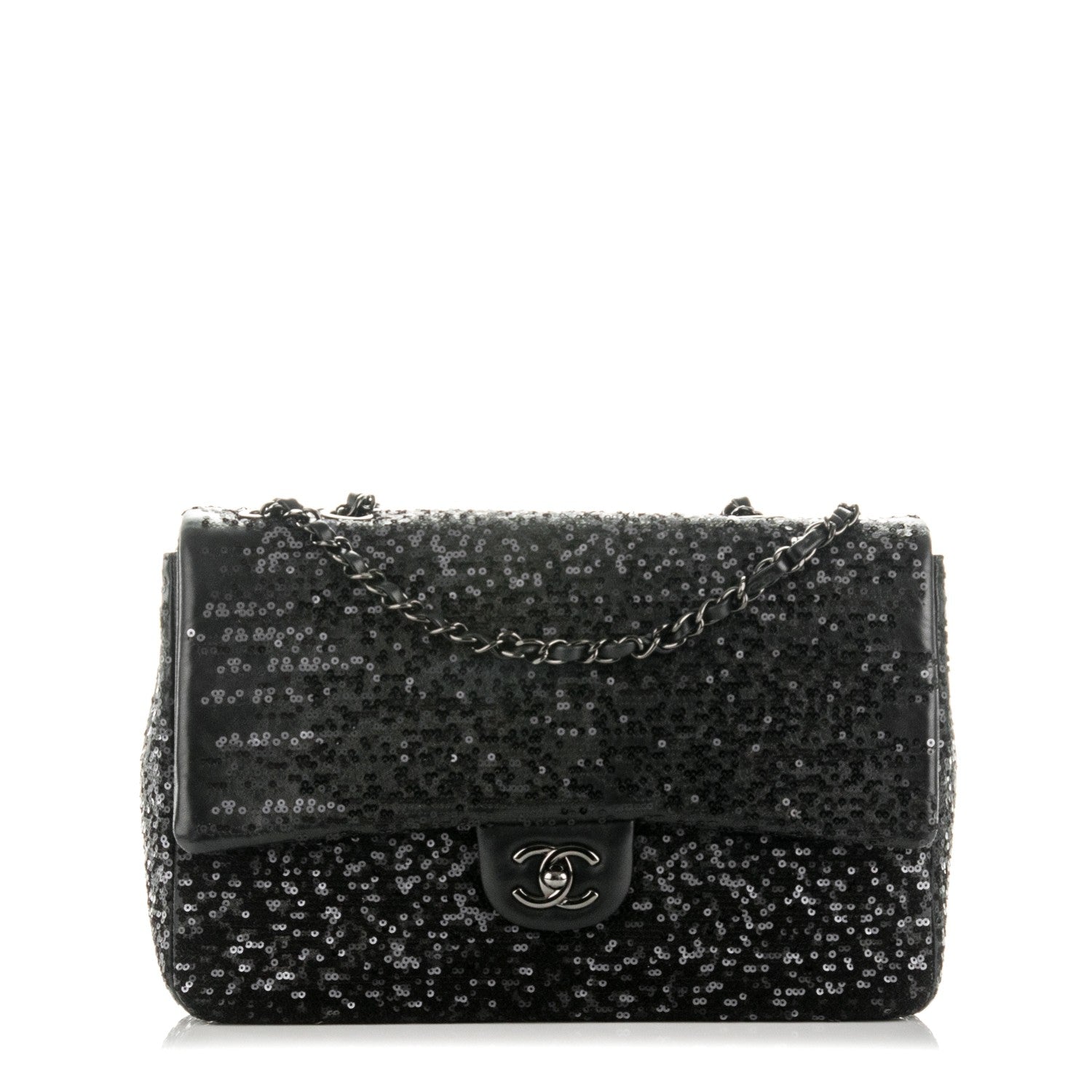 Chanel Sequin Lambskin Jumbo Moonlight on Water Flap Black 1 of 8