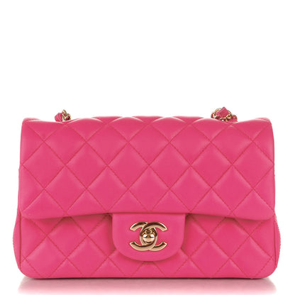 Chanel Lambskin Quilted Mini Rectangular Flap Fuchsia 1 of 7