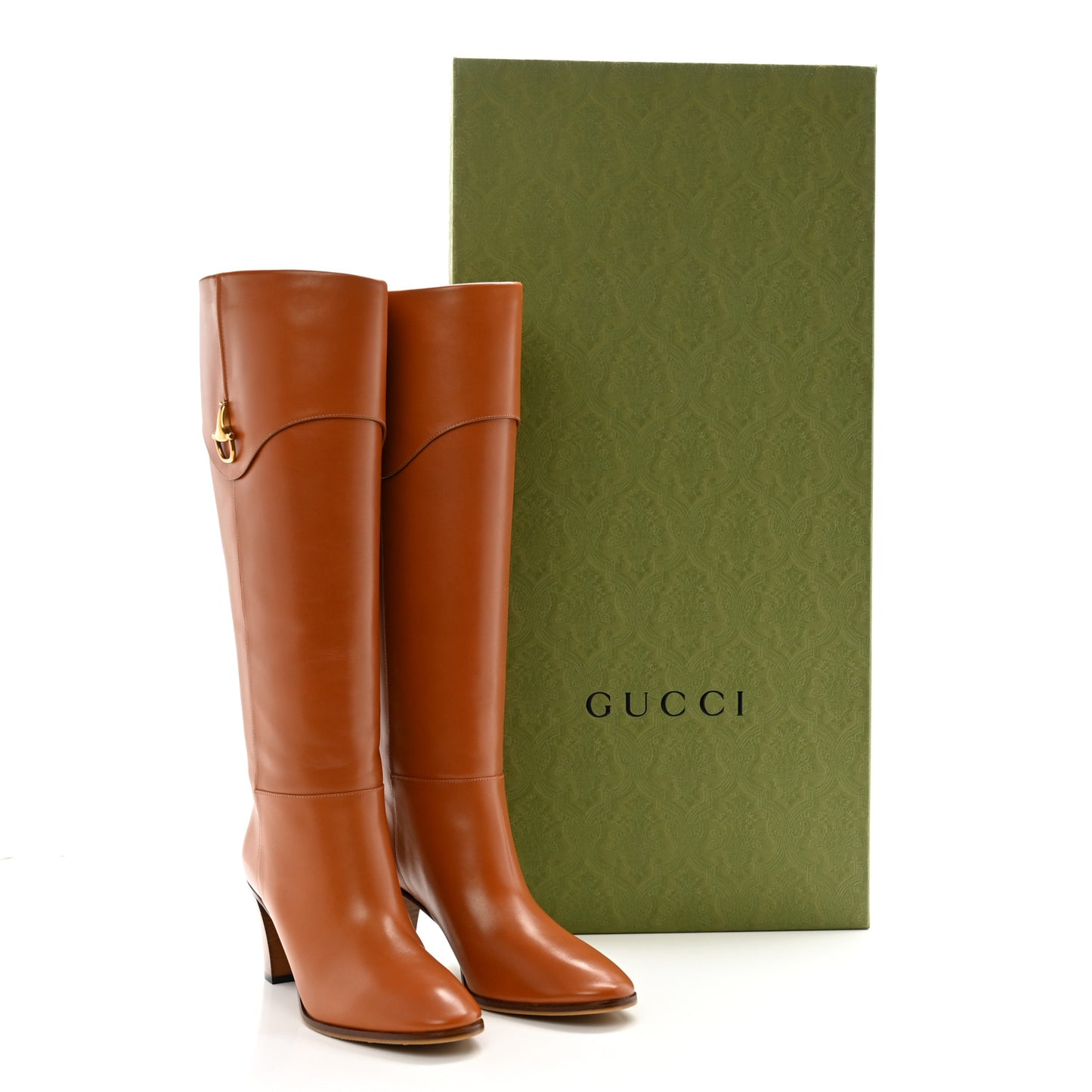 Calfskin Half Horsebit Tall Boots 39.5 Cognac