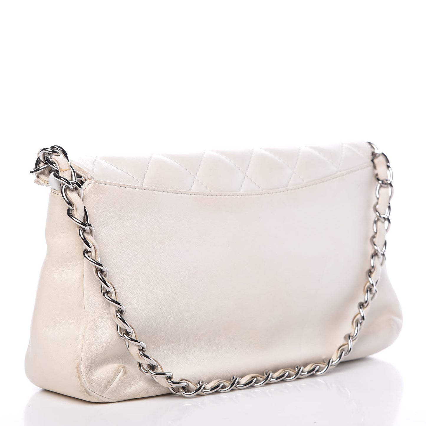Lambskin Quilted Single Flap White