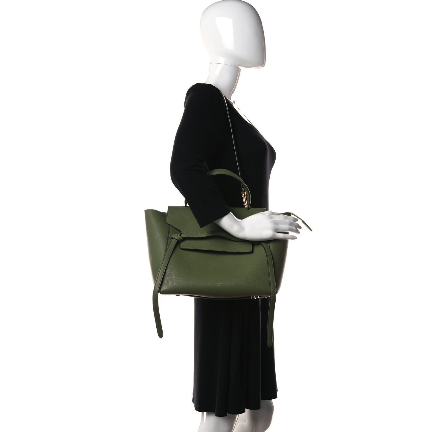Baby Grained Calfskin Mini Belt Bag Green