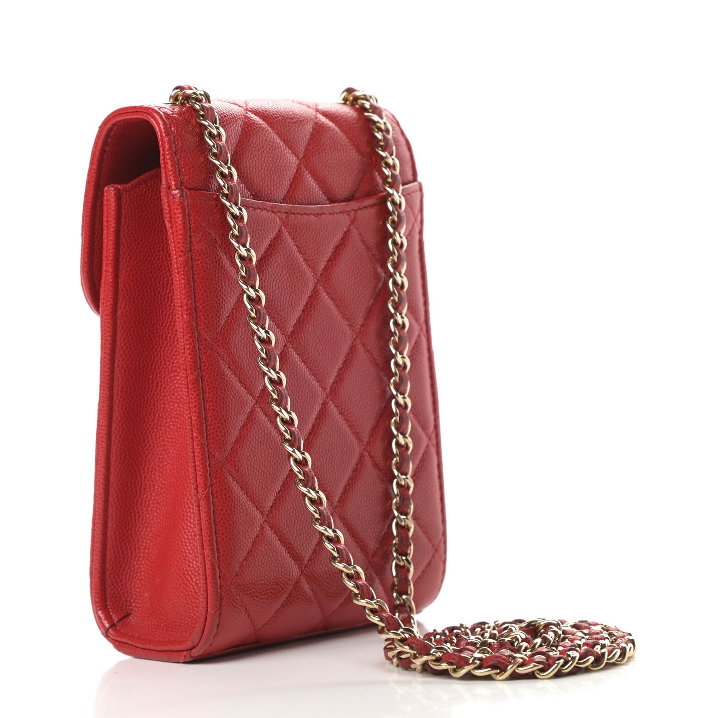 Caviar Quilted Classic Phone Holder Red