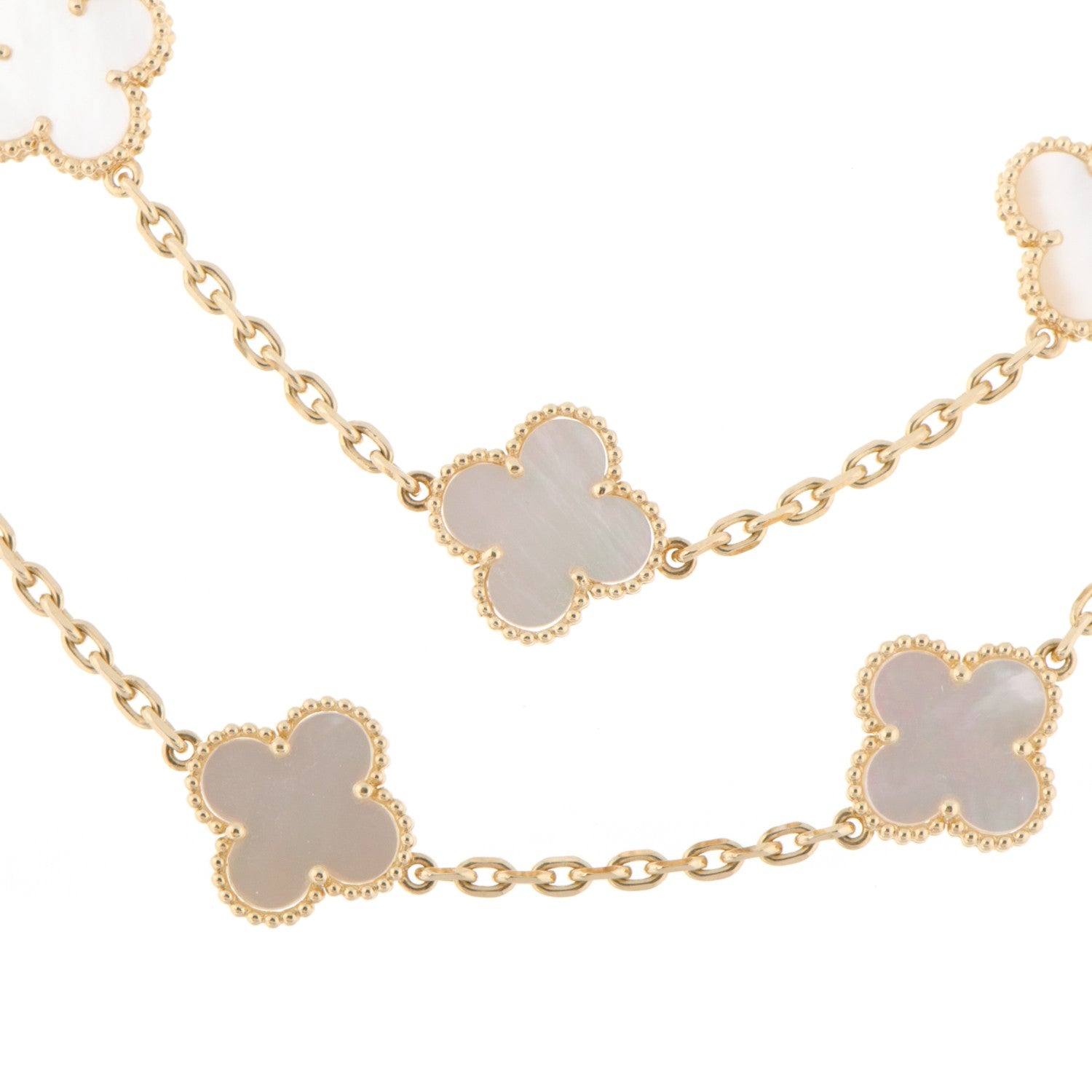 Van Cleef & Arpels 18K Yellow Gold Mother of Pearl 20 Motifs Vintage Alhambra Necklace 4 of 4