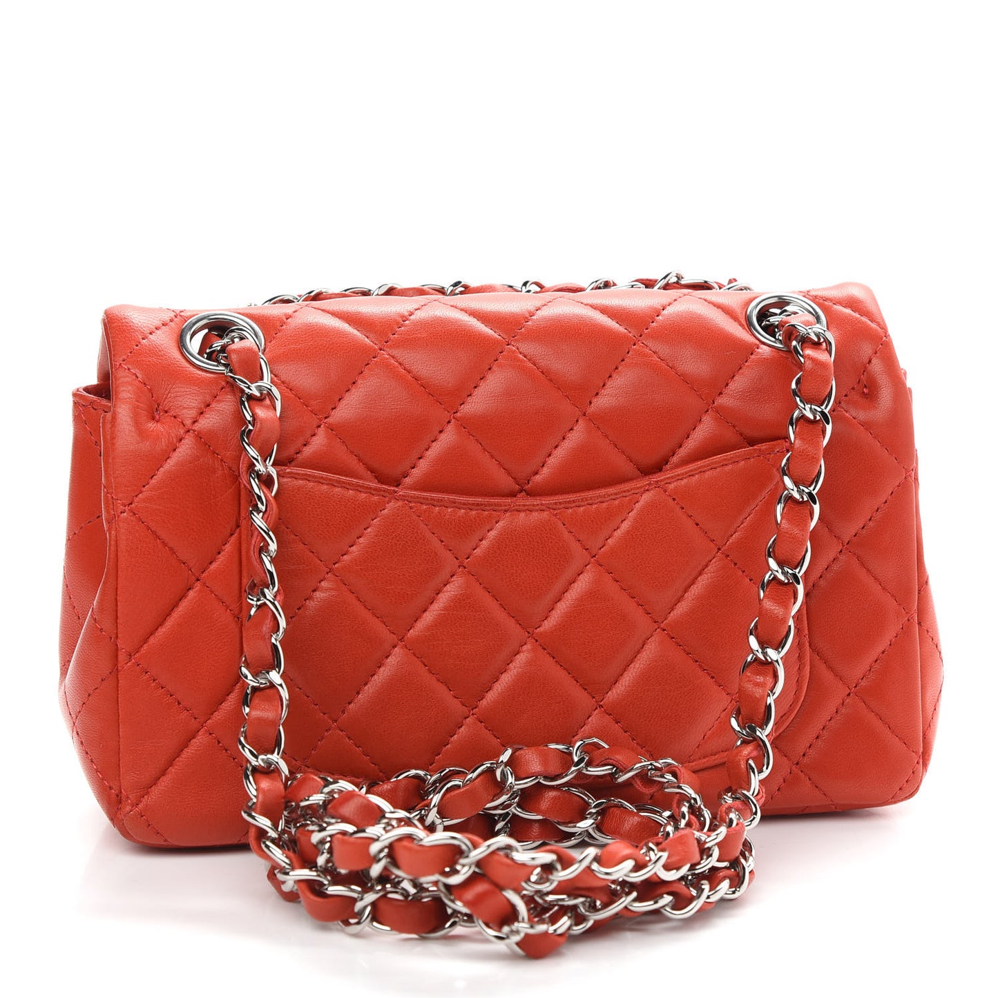 Lambskin Quilted Mini Rectangular Flap Red