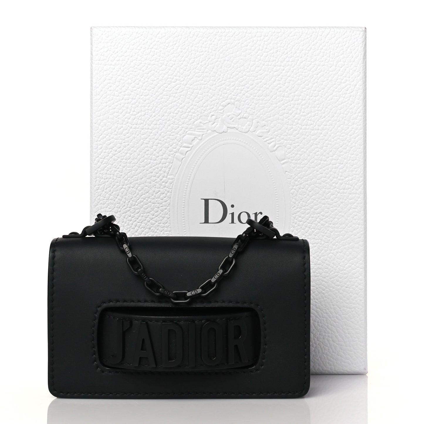 Ultra Matte Calfskin Mini J'Adior Chain Flap Bag Black