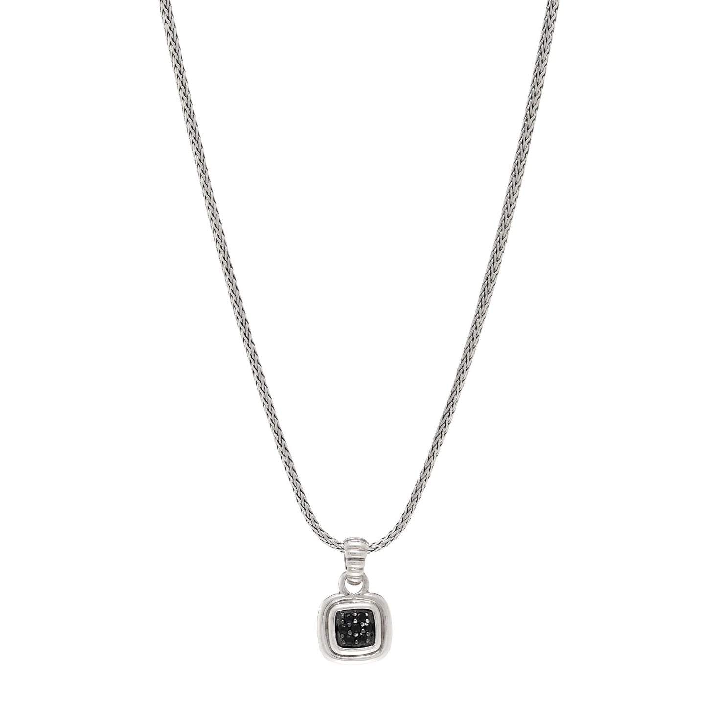 Sterling Silver Black Sapphire Classic Chain Pendant Necklace