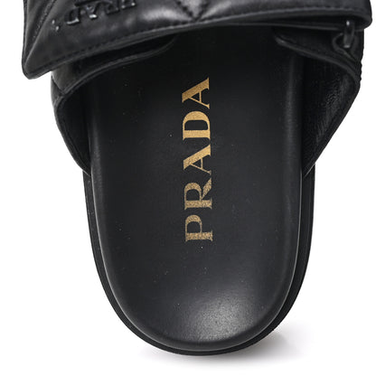 Prada Nappa Quilted Padded Logo Platform Slide Sandals 36.5 Black 8 of 10