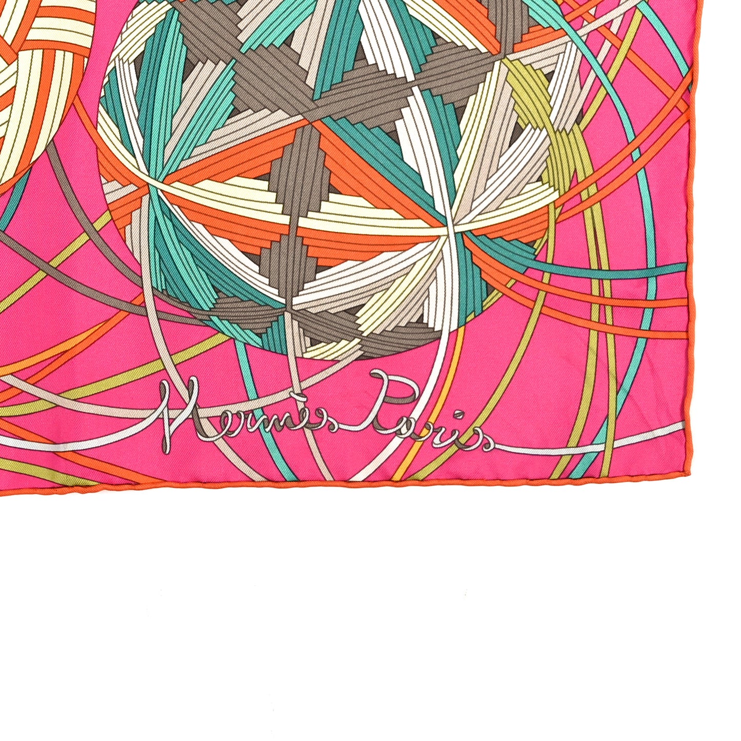 Silk L'Art Du Temari Scarf 90 Orange Fuchsia Vert